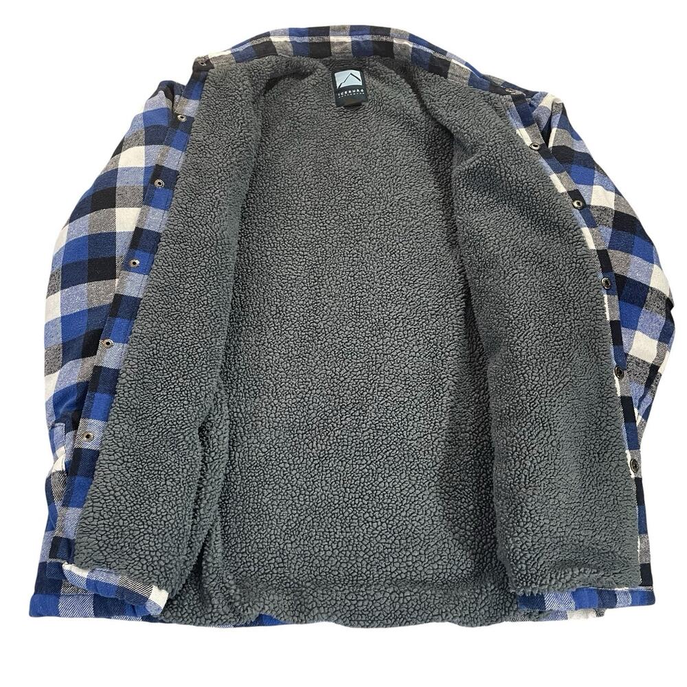 Iceburg Sherpa Lined Flannel Snap Shirt Jacket Men's Small Buffalo Plaid